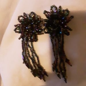 Vintage Sparkling Flower Clip on Earrings